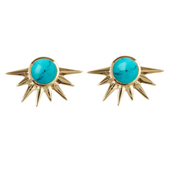 Total Eclipse Turquoise Gold Plated Stud Earrings, 3 of 7