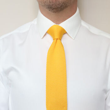 Mustard Yellow Diamond End Knitted Neck Tie In 100% Soft Polyester, 4 of 11