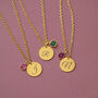 Gold Plated Script Initial Birthstone Charm Necklace, thumbnail 1 of 6