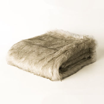 Faux Fur Blanket In Oatmeal, 5 of 5