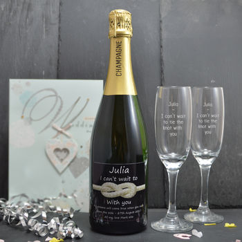 Tie The Knot Design Personalised Champagne Gift Set, 2 of 2