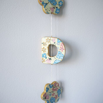 Clay Decoupage Flower Mobile With Letter, 3 of 5