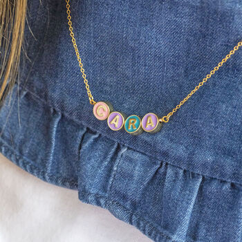 Personalised Enamel Disc Name Necklace, 3 of 8