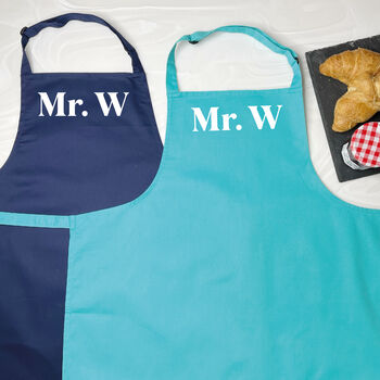 Mr And Mrs Matching Personalised Aprons, 4 of 5