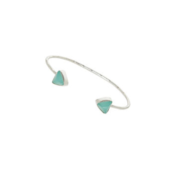 Silver Plated Bangle With Triangle Chalcedony Stone, 4 of 5