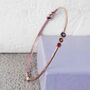 Triple Stone Garnet And Ruby Gold Birthstone Bangle, thumbnail 5 of 6