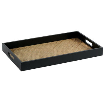 Black Wood And Rattan Serving Tray, 2 of 5