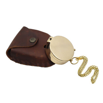 Personalised Brass Compass With Dark Leather Case, 5 of 7