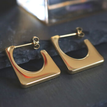 Square Earrings For Women Geometric Design 18ct Gold, 7 of 8