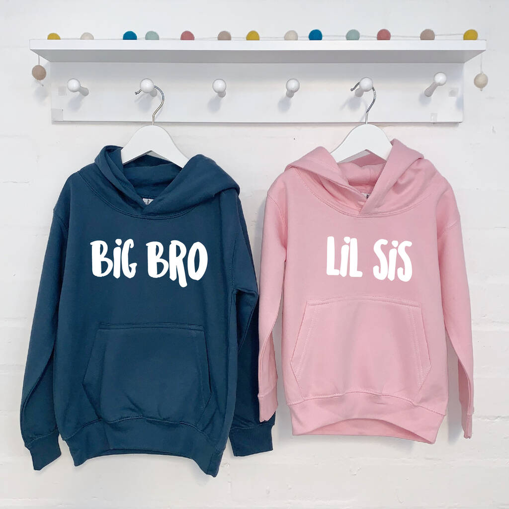 Big Sis Lil Sis Big Bro Lil Bro Matching Hoodie Set By