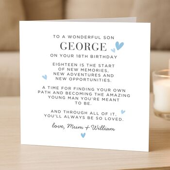 18th Birthday Card Message Personalised For Son, 2 of 7