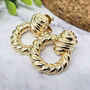 Chunky Croissant Textured Doughnut Gold Plated Earrings, thumbnail 1 of 3