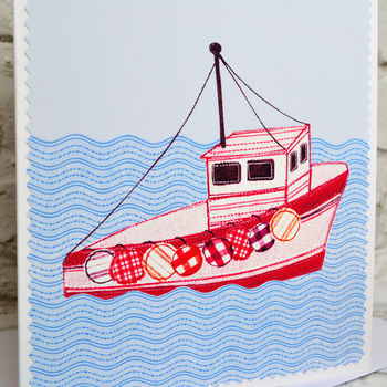 'Fishing Boat' Personalised Birthday Card, 3 of 5