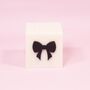 Black And White Bow Block Pillar Candle, thumbnail 1 of 3