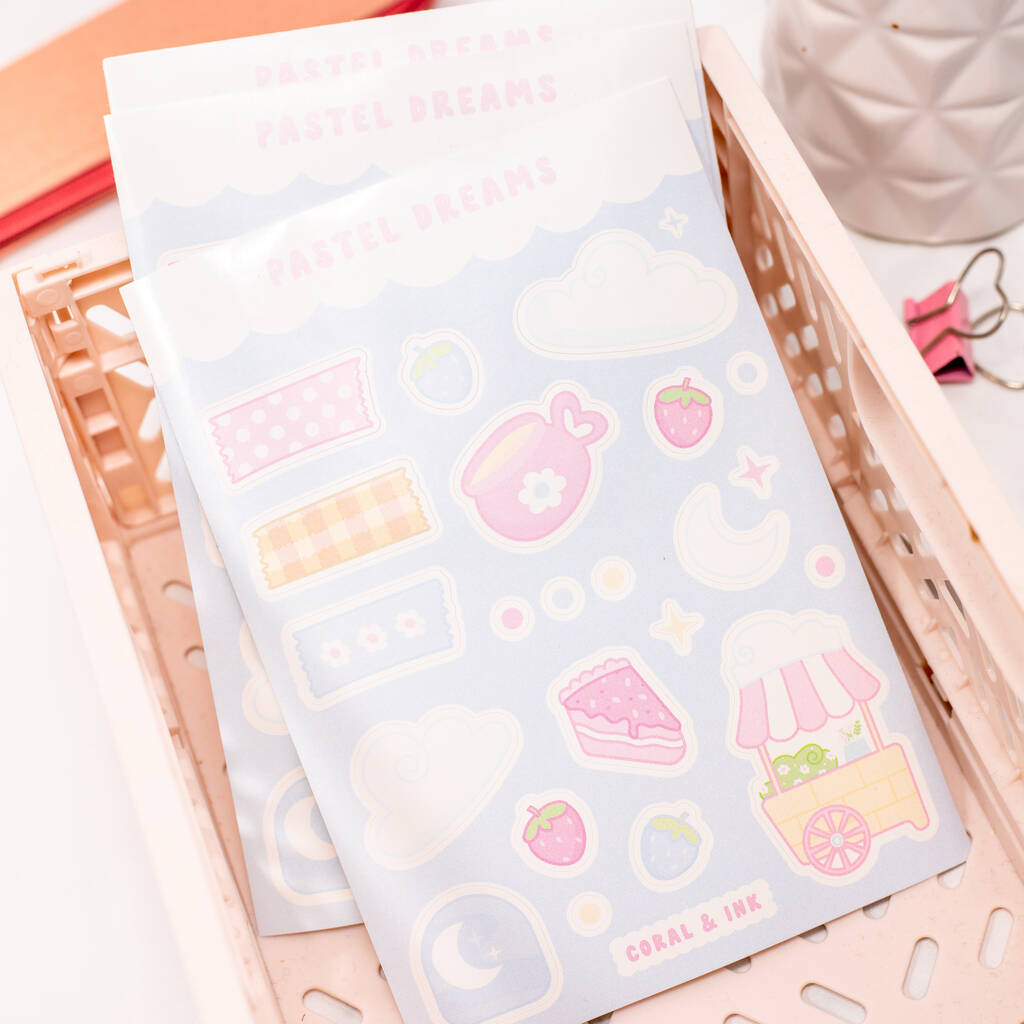 Pastel Dreams Cute Journal And Planner Sticker Sheet, 1 of 5