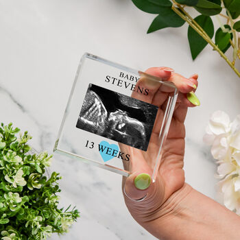 Personalised Baby Scan Glass Token For New Parents, 5 of 5