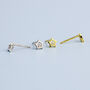 Sterling Silver Tiny Crystal Detail Star Earrings, thumbnail 4 of 6