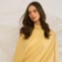 Yellow Chiffon 100% Cashmere Multi Ways Button Poncho Shawl Gift Boxed, thumbnail 2 of 10