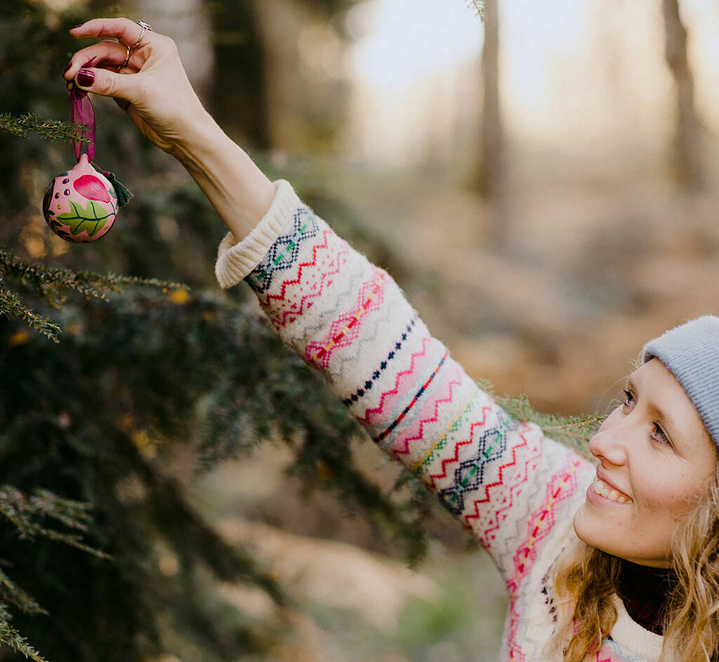 Botanical Fruits Christmas Ceramic Bauble By Laura Barnes