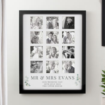 Personalised Botanical Black Multi Photo Frame Wedding Gift, 3 of 6