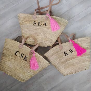 Personalised Straw Shopping Or Beach Basket, 8 of 10