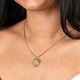 Beige Rope Pull Cord Sun Face Pendant Necklace In Gold, thumbnail 2 of 3