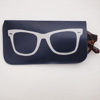 Navy Blue And Silver Leather Sunglasses Case, 5 of 10