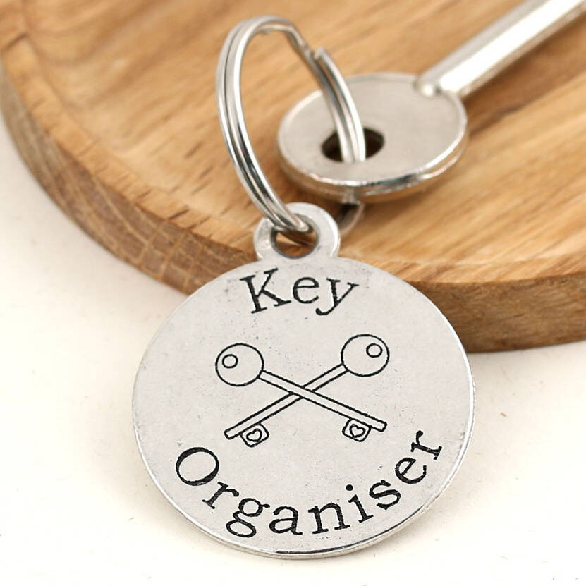 Image of Key Organiser Round Personalised Pewter Keyring