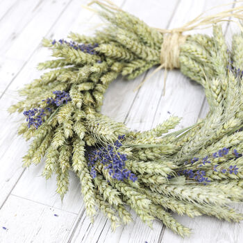 Handmade Lavender Wheat Wreath, 2 of 12