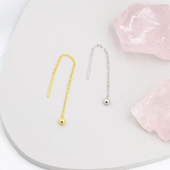Sterling Silver Minimalist Ball Ear Threader, 5 of 10