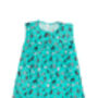 Girls Cat Cotton Summer Sleeveless Nightie Cream Aqua, thumbnail 3 of 5