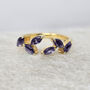 Gold Vermeil Open Leaf Ring With Amethyst Gemstones, thumbnail 1 of 6