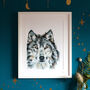 Inky Wolf Illustration Print, thumbnail 1 of 10
