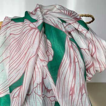 Floral Sketch Scarf In Green, 2 of 3
