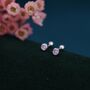 Sterling Silver Tiny Pink Cz Barbell Earrings, thumbnail 4 of 12