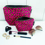 Makeup And Cosmetic Bag Gift Set Hot Pink Leopard Print, thumbnail 1 of 12
