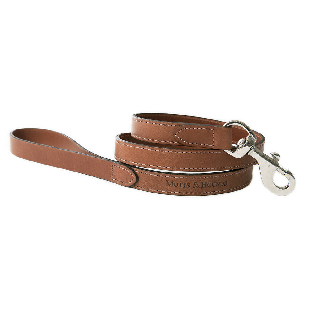 Tan Full Leather Dog Collar And Lead By Mutts & Hounds