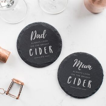 Personalised Coaster 'Bright Cider Life' Natural Slate, 4 of 6