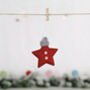 Christmas Fabric Star With Bobble Hat Decoration, thumbnail 5 of 6
