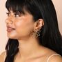 Oversized Hammered Flower Outline Stud Earrings In Gold, thumbnail 2 of 4