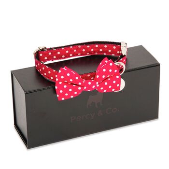 The York Red Pink White Spotty Dog Collar Bow Tie, 11 of 12