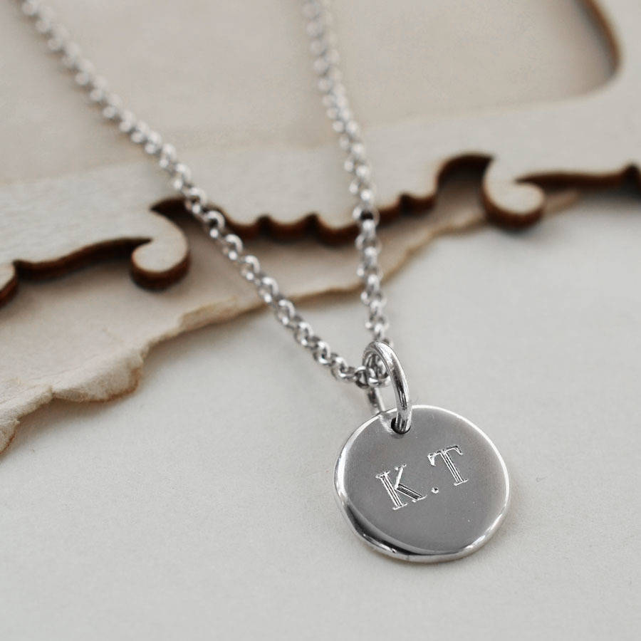 Sterling Silver Engravable Small Disc Necklace By Martha Jackson