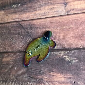 Rainbow Metal Pattern Turtle Enamel Pin, 2 of 5