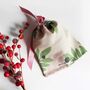 Pink/Green Mistletoe Organic Cotton Christmas Pouch, thumbnail 6 of 7