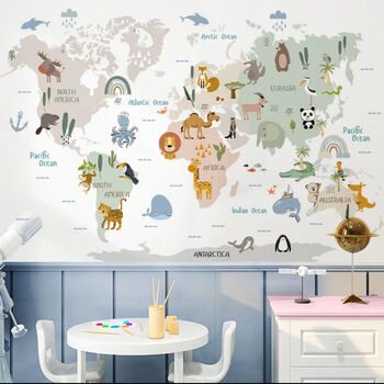 Fun Educational World Map With Wildlife Safari Animals, 2 of 5