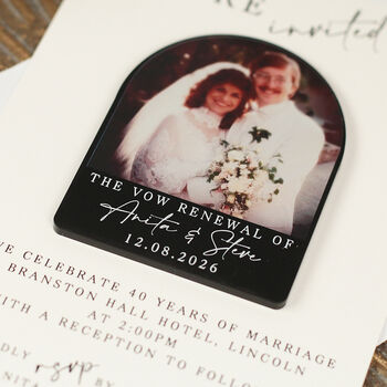 Modern Acrylic Photo Vow Renewal Invitation Magnet, 4 of 5
