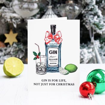 'Gin Is For Life' Funny Christmas Card, 3 of 3