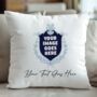 Personalised Dad And Father's Day Blue Crest Photo Cushion, thumbnail 9 of 10
