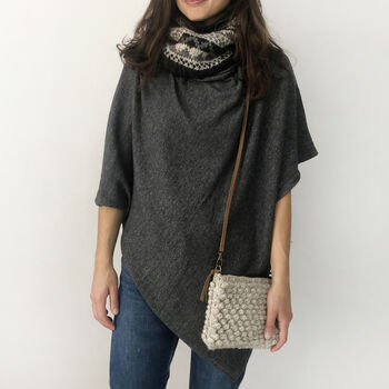Fair Trade Luxury Soft Fine Knit Merino Cowl Poncho, 8 of 12