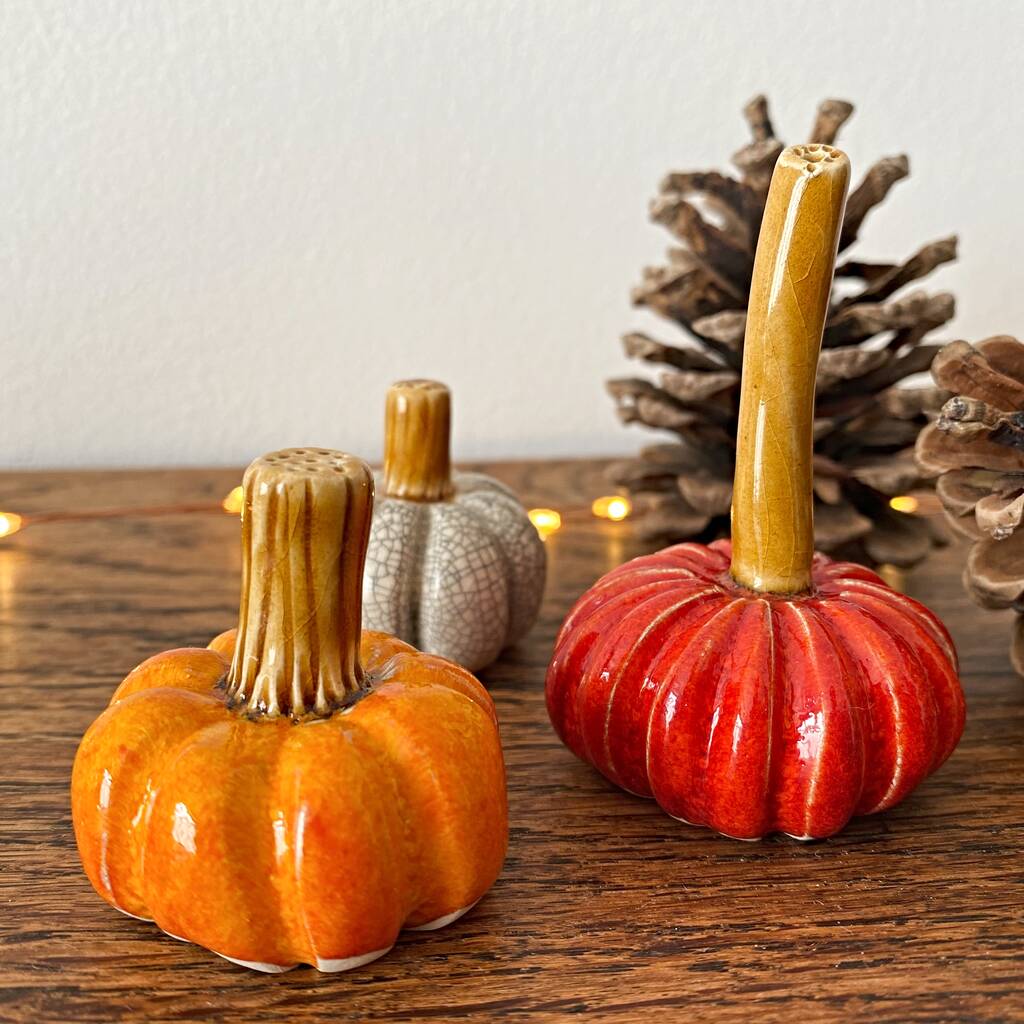 Set Of Three Handmade Ceramic Pumpkins By Bobby Loves Rosie